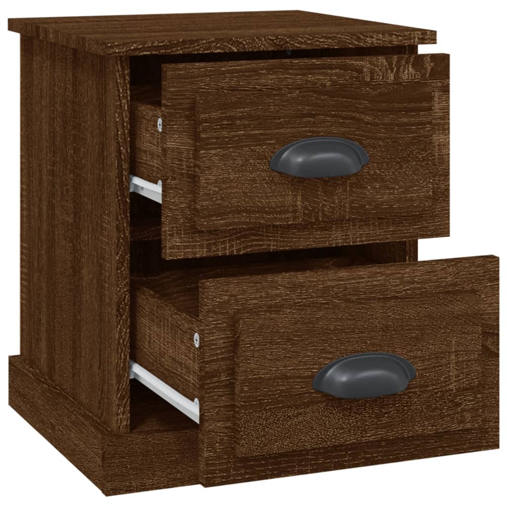 Sengeborde 2 stk Brun Eg 39x39x47,5 cm Træmateriale