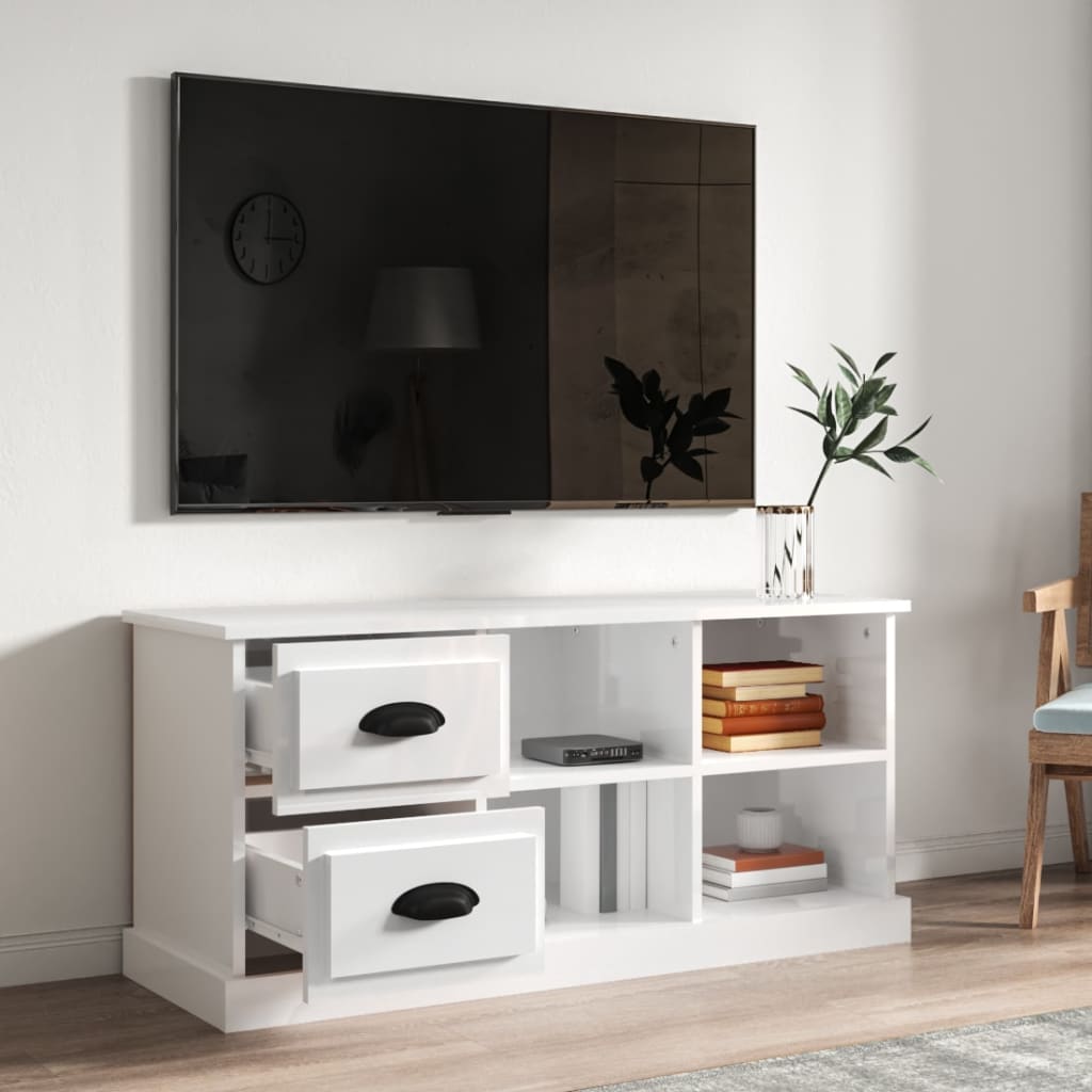 Tv-møbel højglans hvid 102x35,5x47,5 cm træmateriale