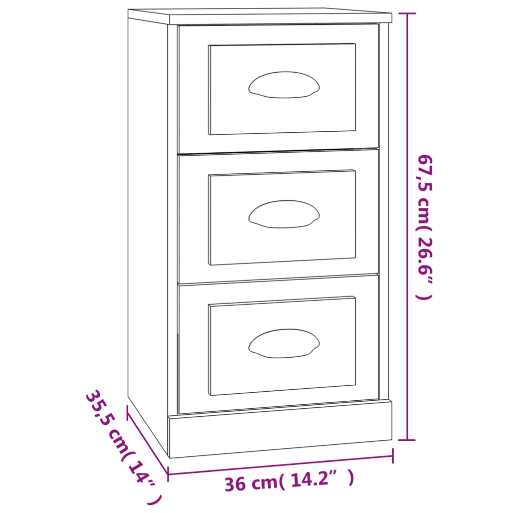 Skænk Hvid 36x35,5x67,5 cm Træ Materiale