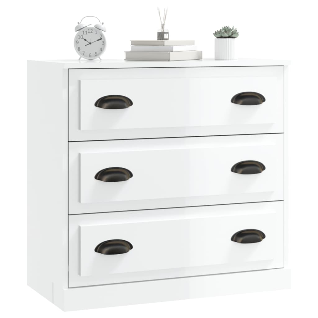 Skænk Højglans Hvid 70x35,5x67,5 cm Træmateriale