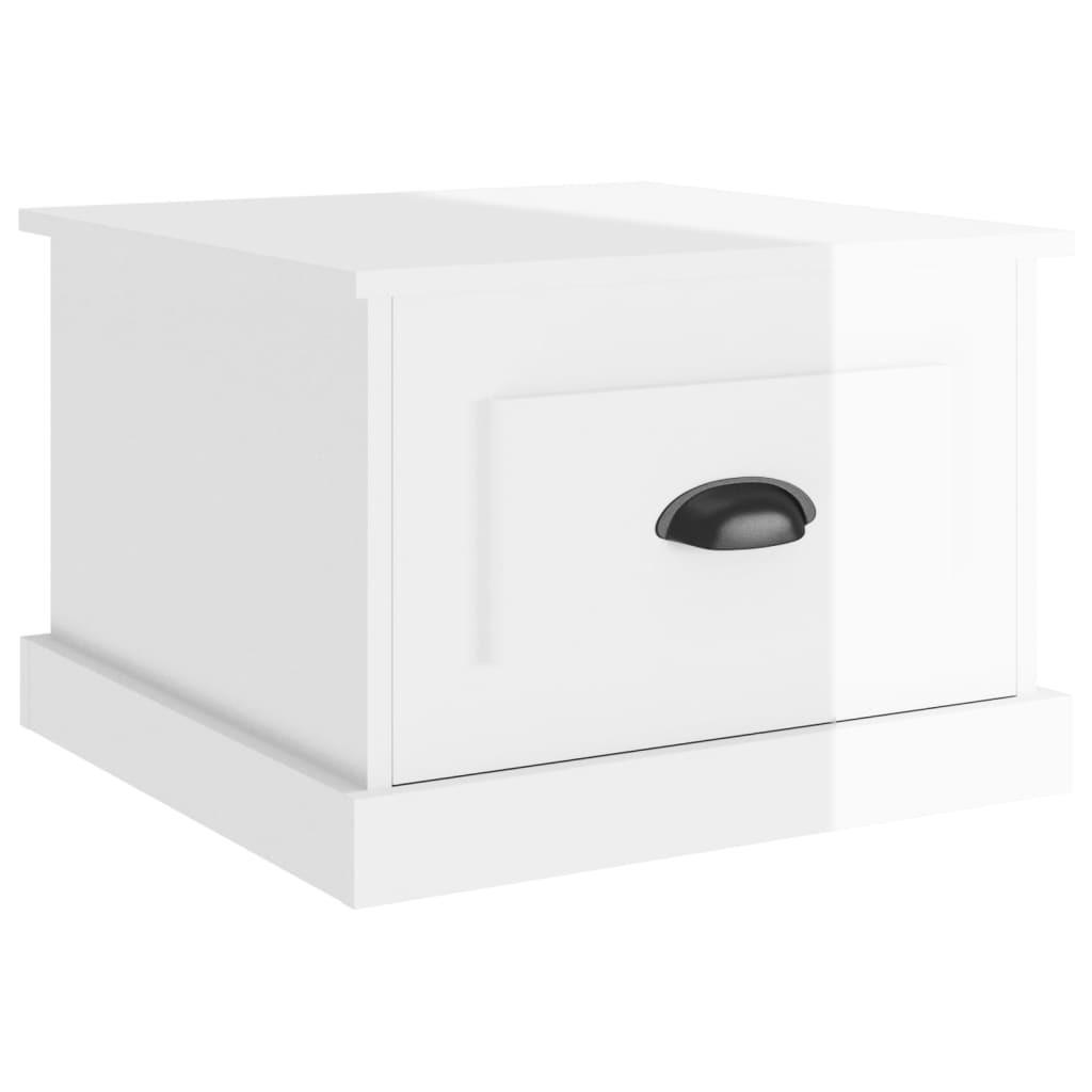 Sofabord højglans hvid 50x50x35 cm træmateriale