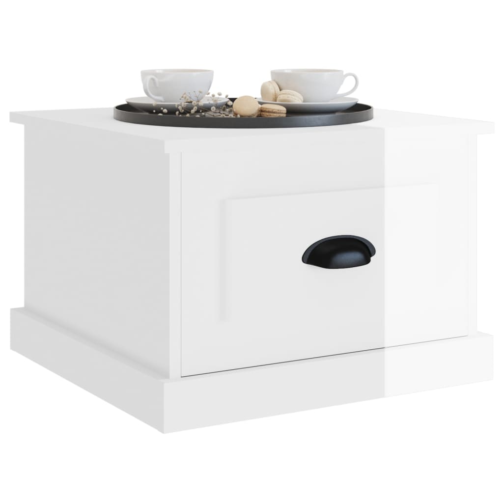 Sofabord højglans hvid 50x50x35 cm træmateriale