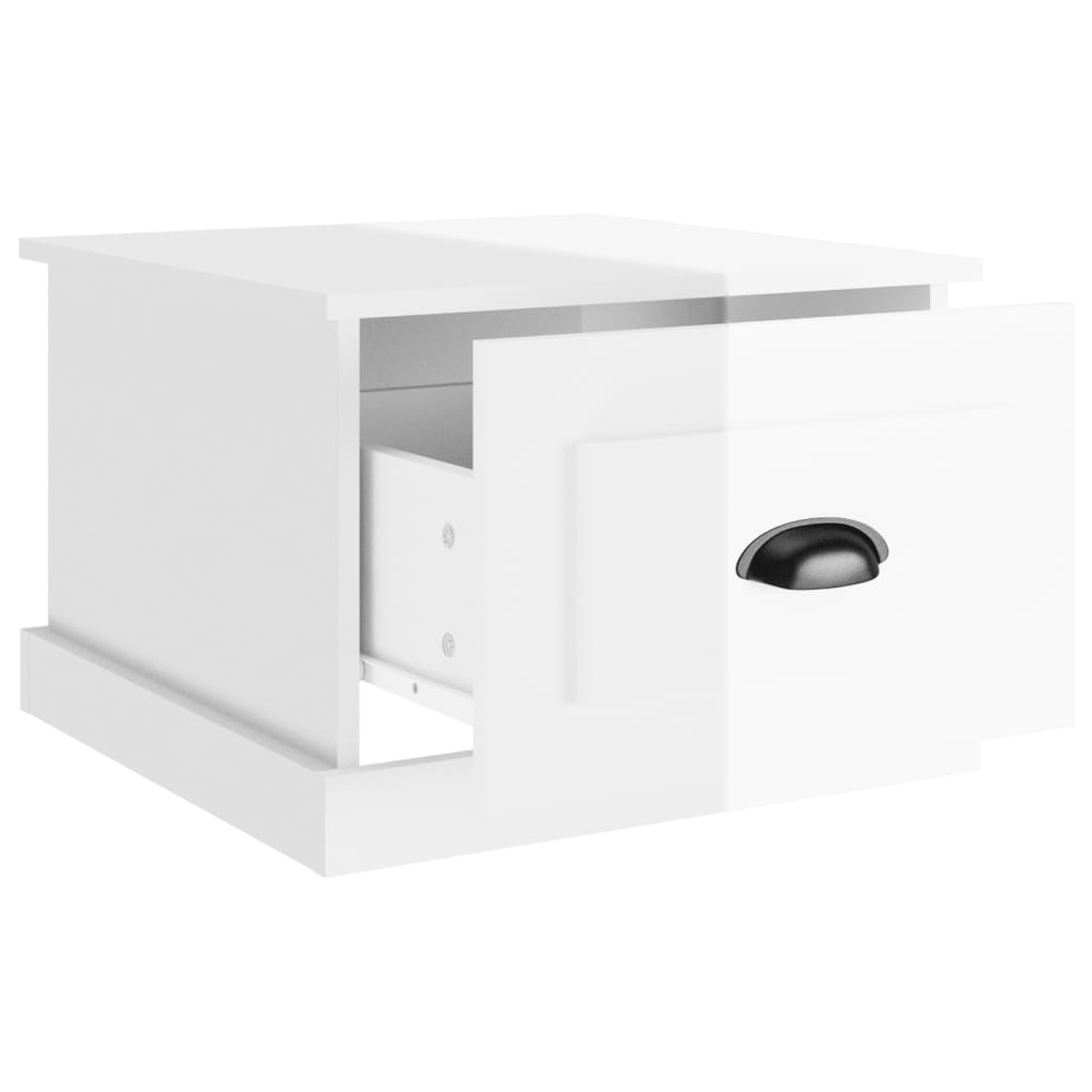 Sofabord højglans hvid 50x50x35 cm træmateriale
