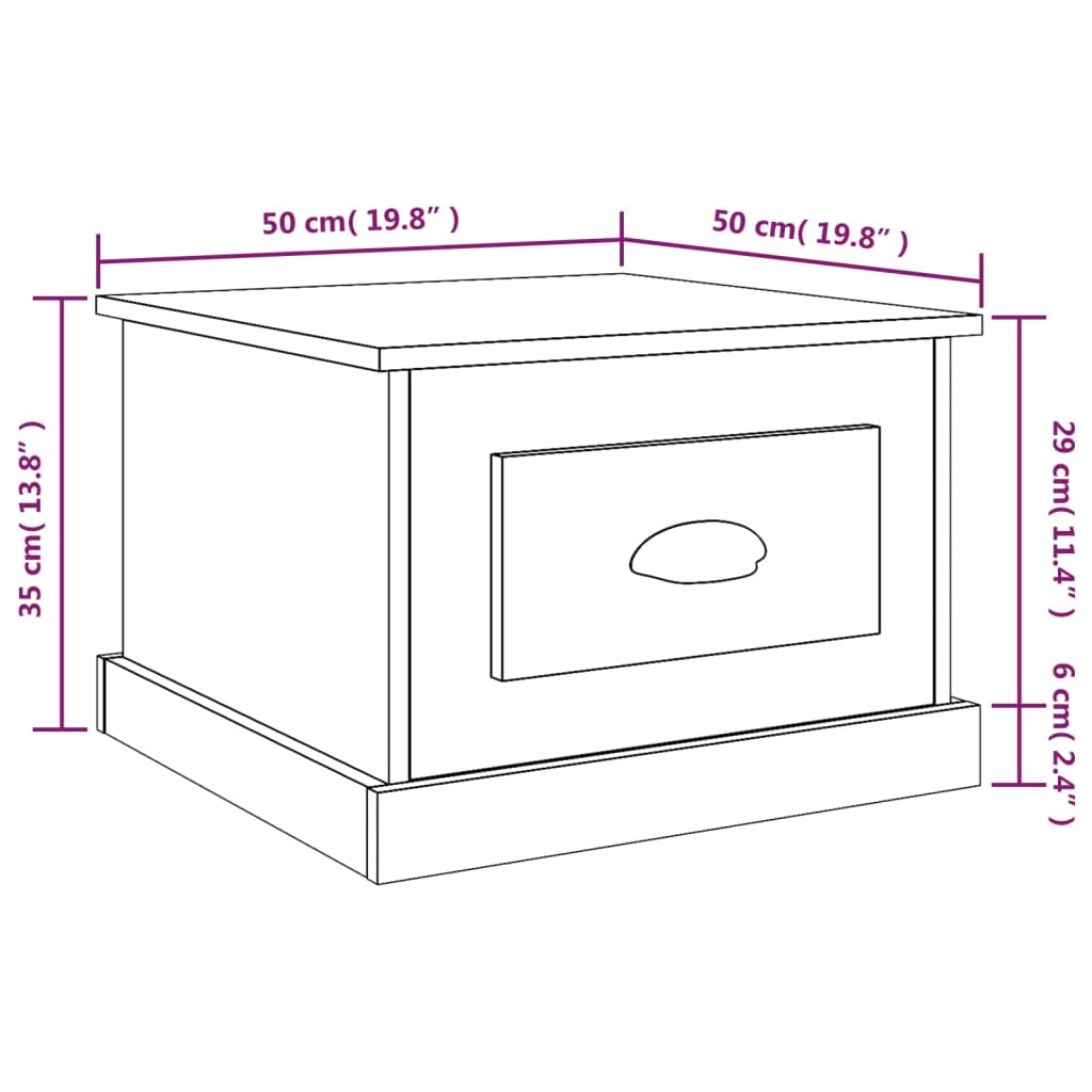 Sofabord højglans hvid 50x50x35 cm træmateriale