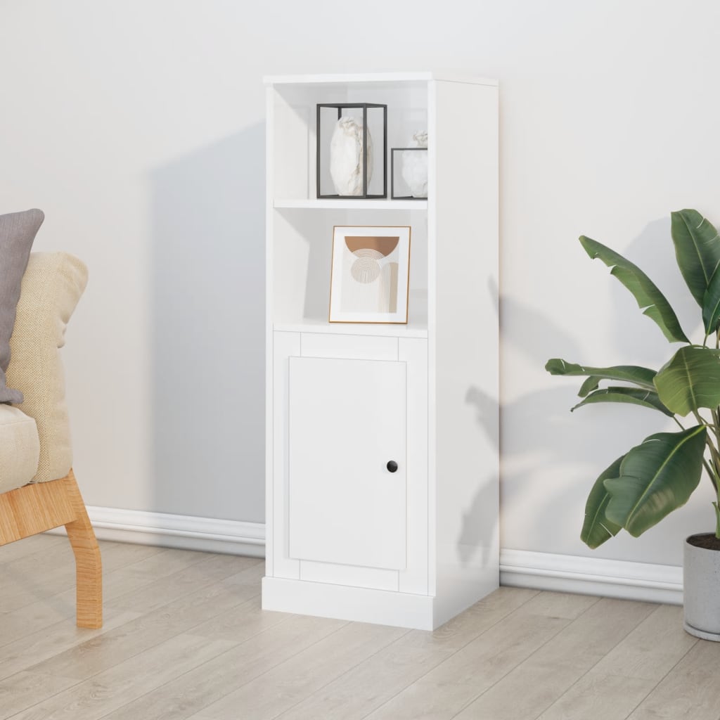 Highboard Højglans Hvid 36x35,5x103,5 cm Træmateriale