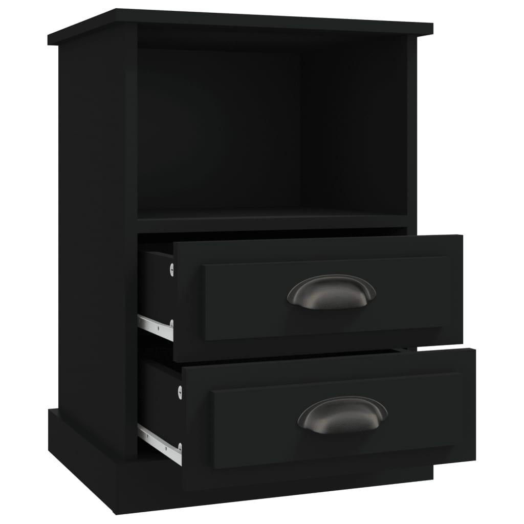 Sengeborde 2 stk Sort 43x36x60 cm