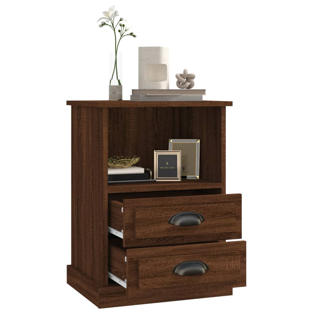 Sengeborde 2 stk Brun eg look 43x36x60 cm