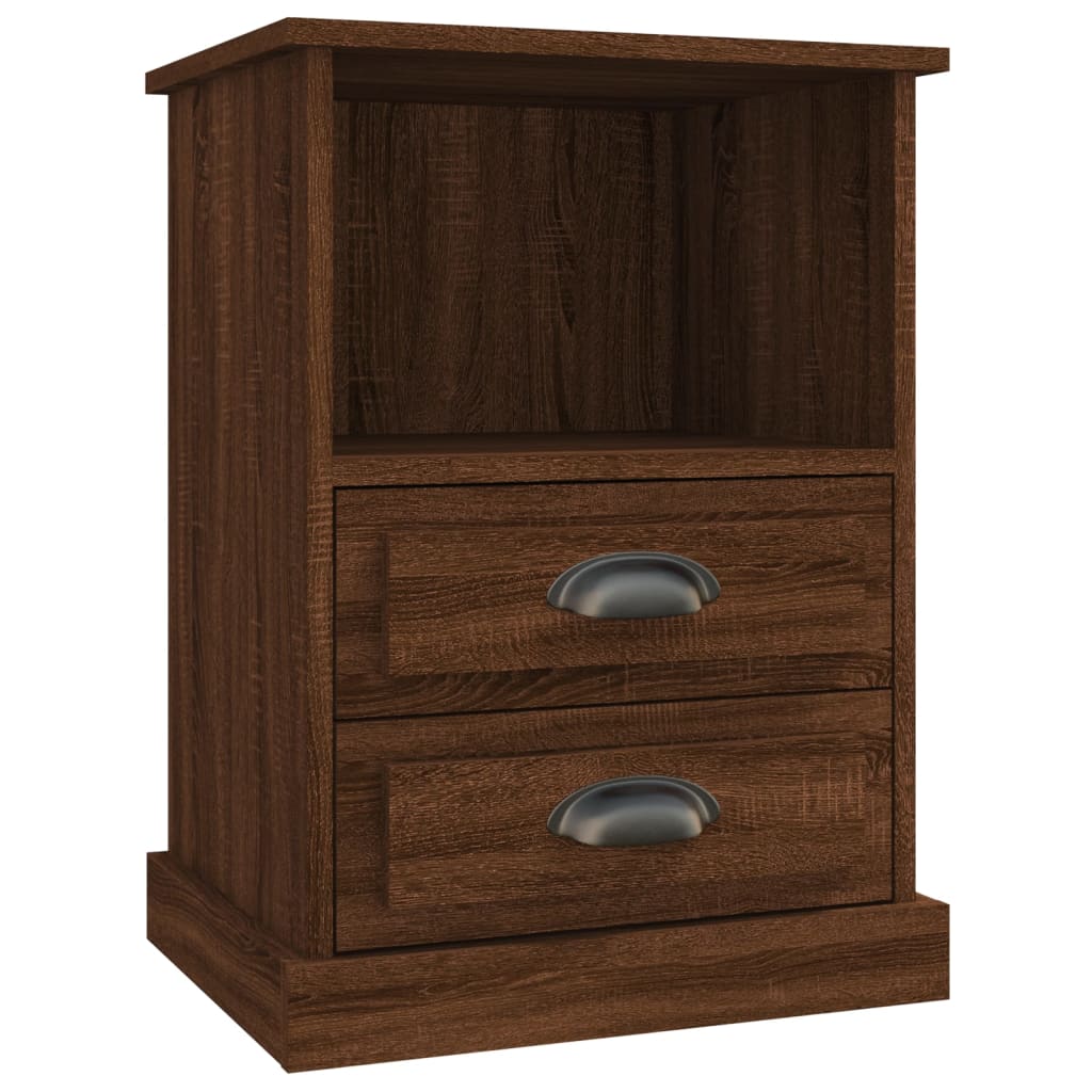 Sengeborde 2 stk Brun eg look 43x36x60 cm