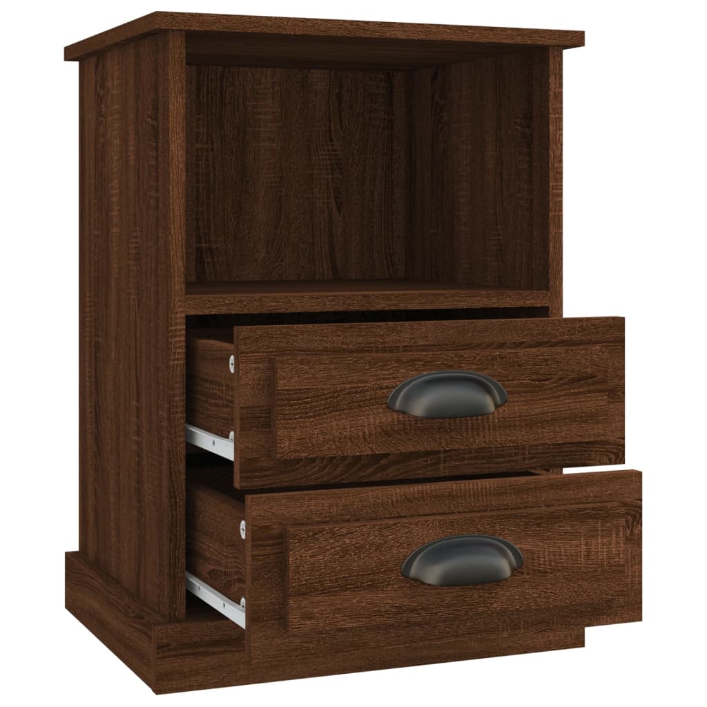 Sengeborde 2 stk Brun eg look 43x36x60 cm