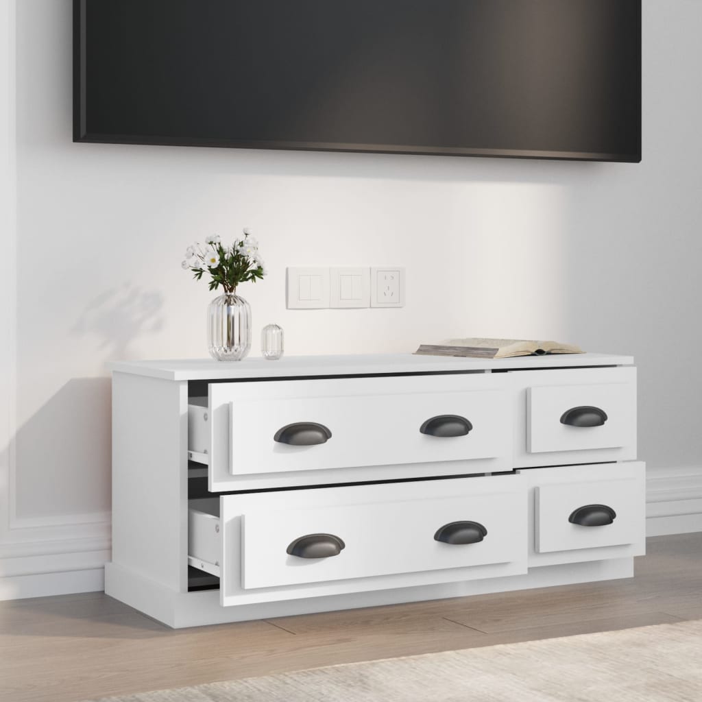 TV-skab Hvid 100x35,5x45 cm Træ Materiale