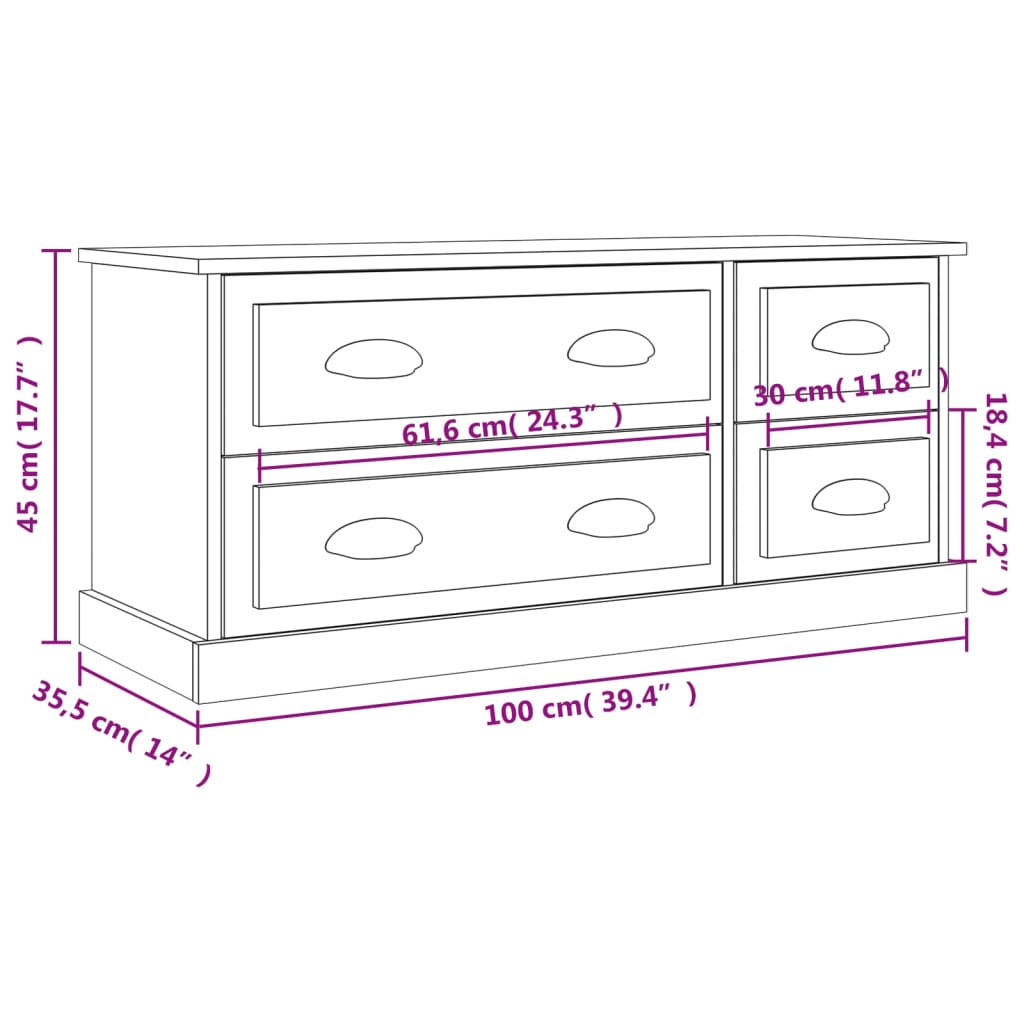 Tv-møbel Sonoma eg 100x35,5x45 cm træmateriale