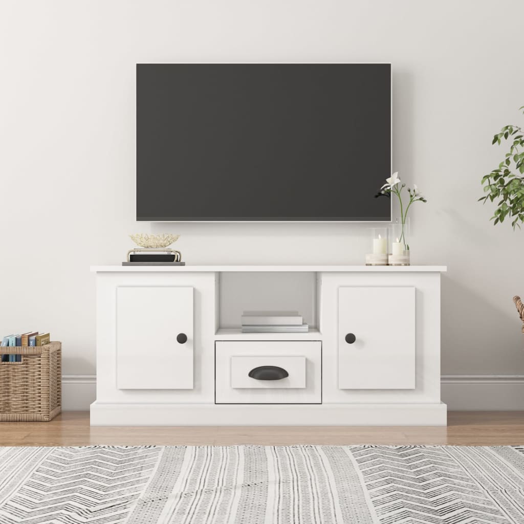 Tv-møbel højglans hvid 100x35,5x45 cm træmateriale