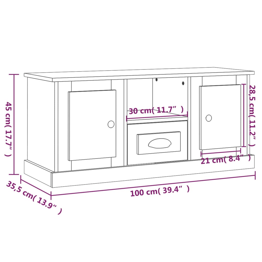 TV-møbel betongrå 100x35,5x45 cm træmateriale