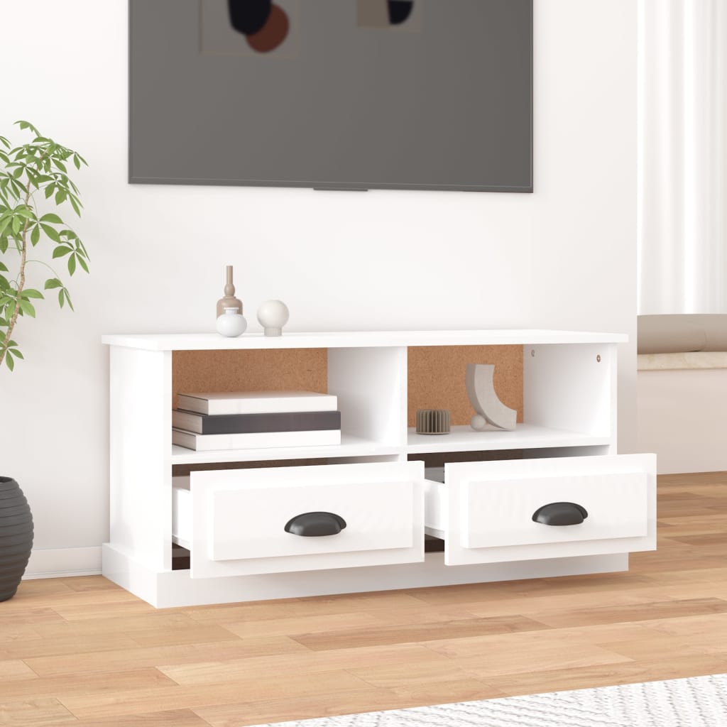 Tv-møbel højglans hvid 93x35,5x45 cm træmateriale