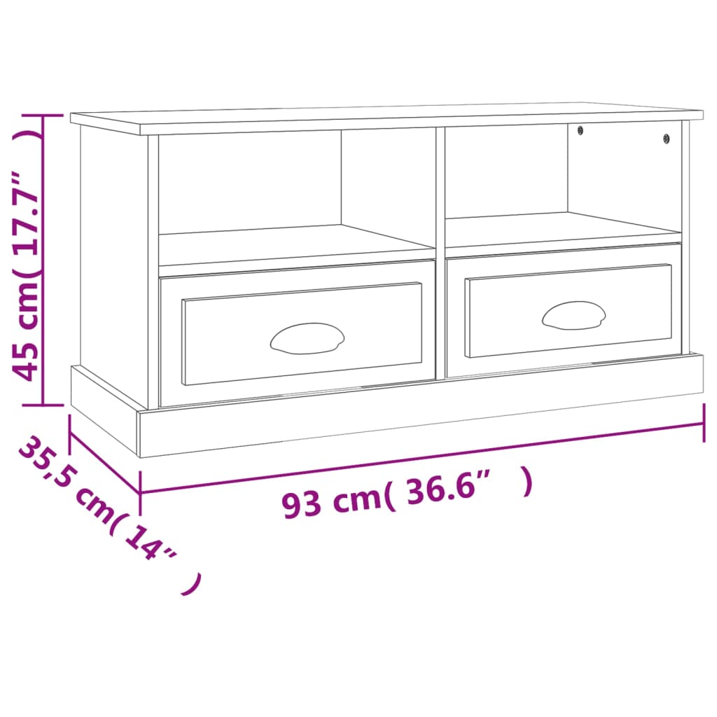 TV-møbel betongrå 93x35,5x45 cm træmateriale