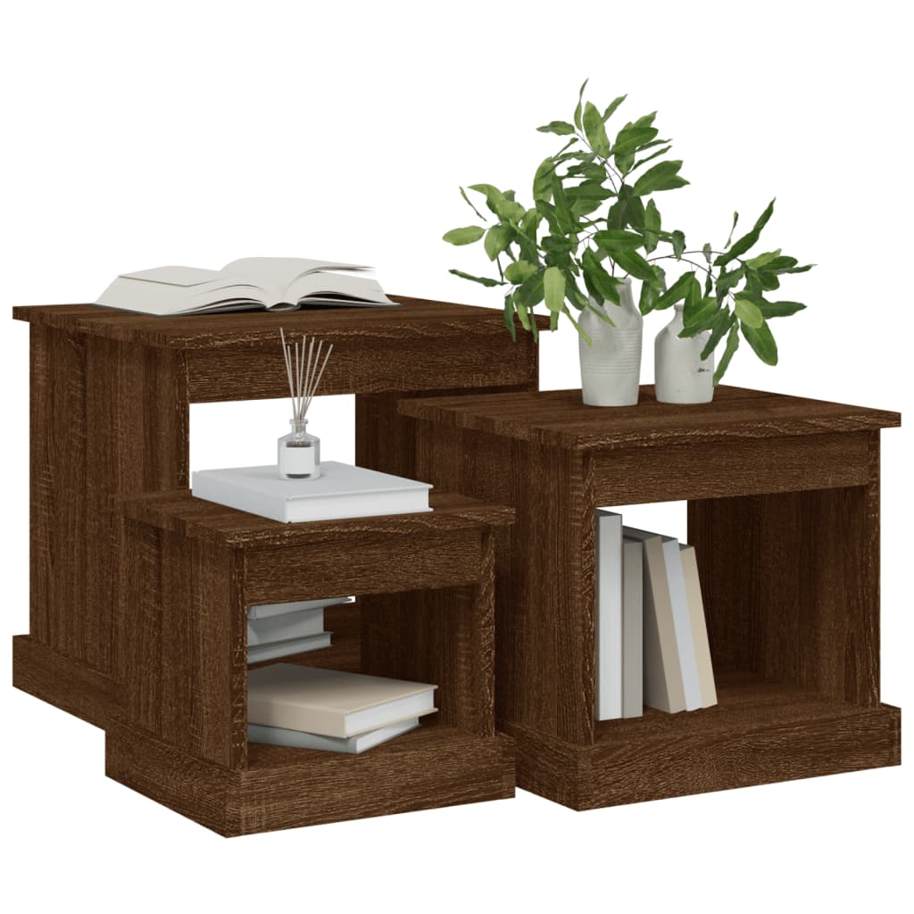 Sofaborde 3 stk Brown Oak Look Træmateriale