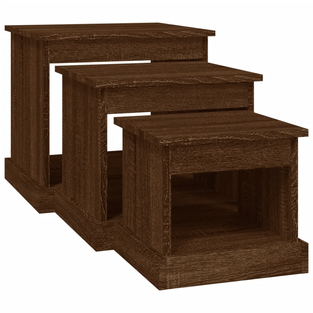 Sofaborde 3 stk Brown Oak Look Træmateriale