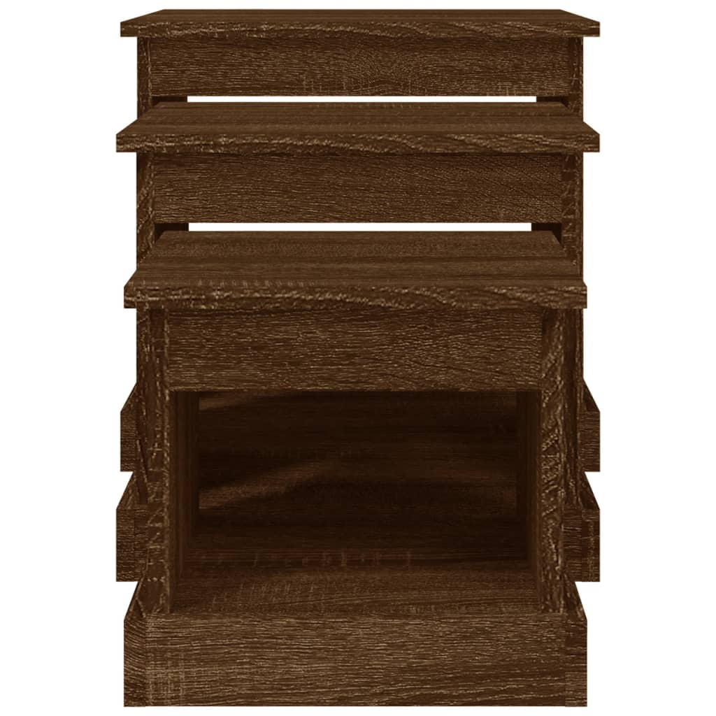 Sofaborde 3 stk Brown Oak Look Træmateriale