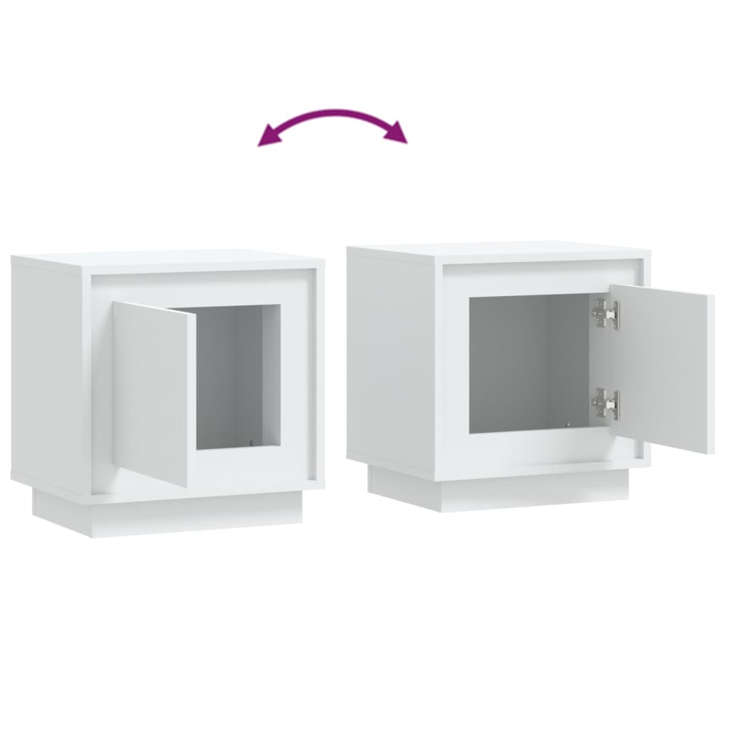 Sengeborde 2 stk Hvidt 44x35x45 cm træmateriale