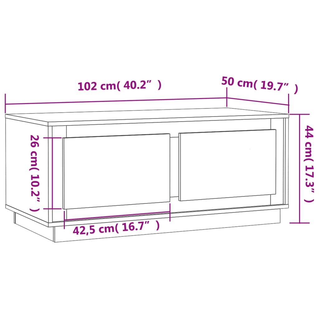 Sofabord Brun Eg Look 102x50x44 cm Træmateriale