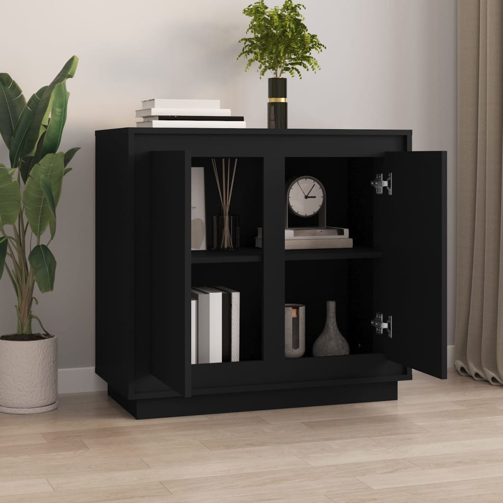 Skænk Sort 80x34x75 cm Træmateriale