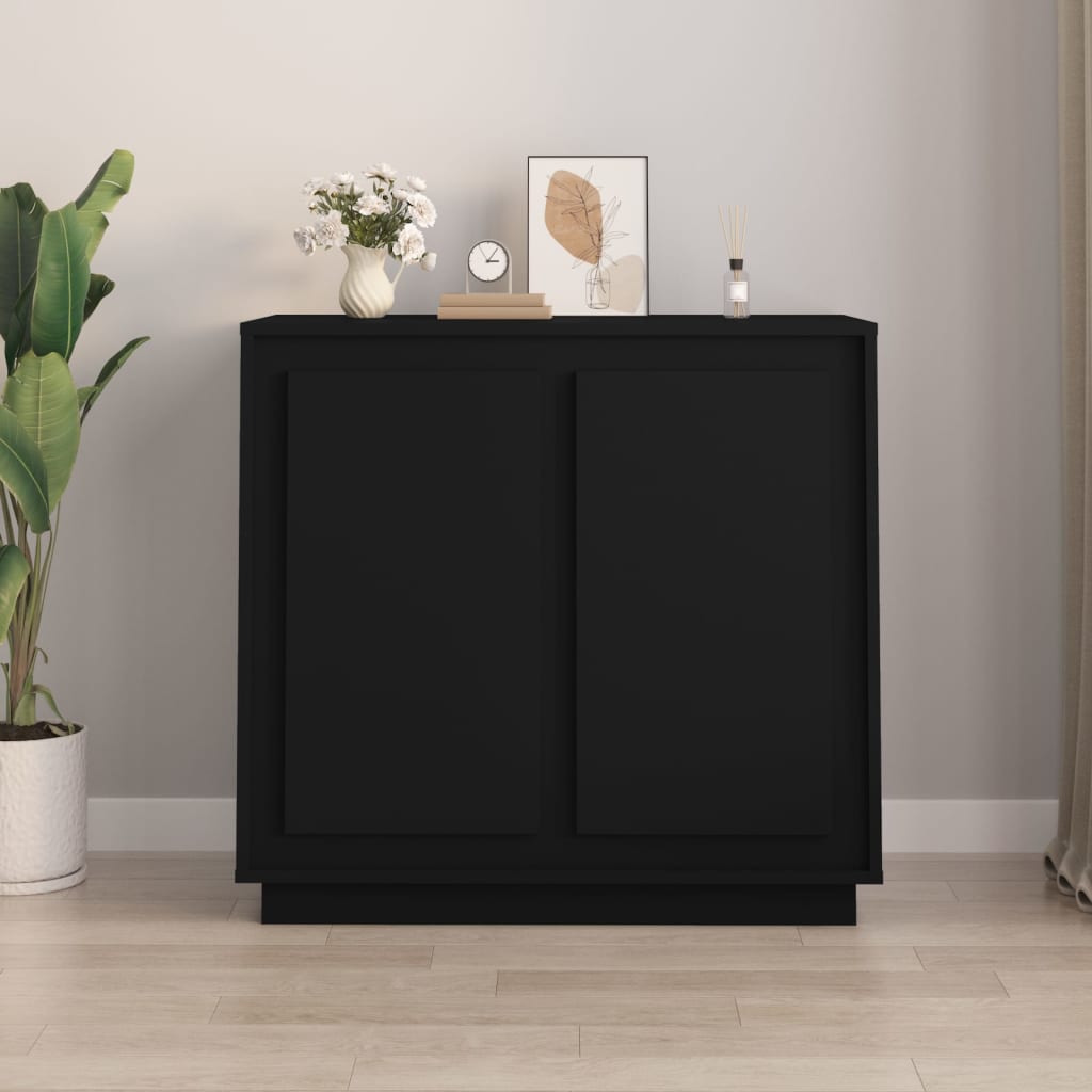 Skænk Sort 80x34x75 cm Træmateriale