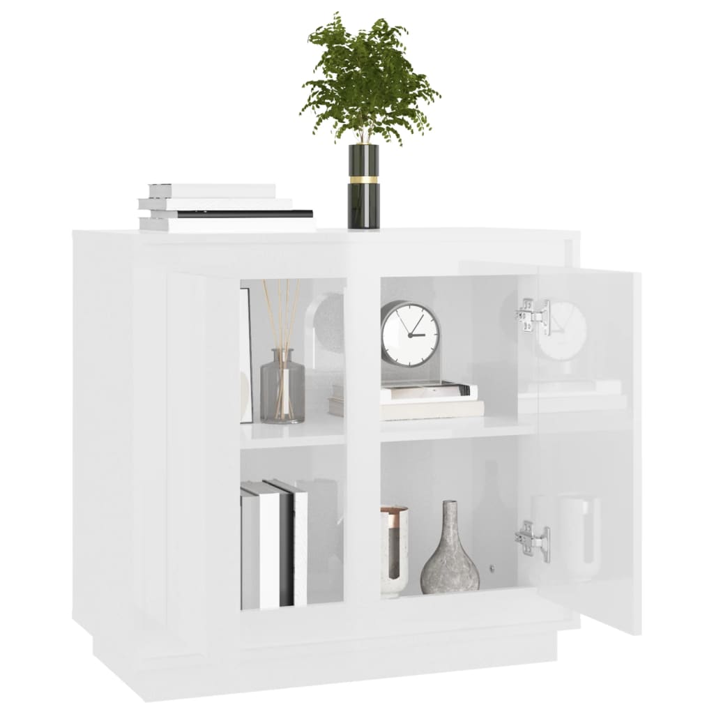 Skænk Højglans Hvid 80x34x75 cm Træmateriale