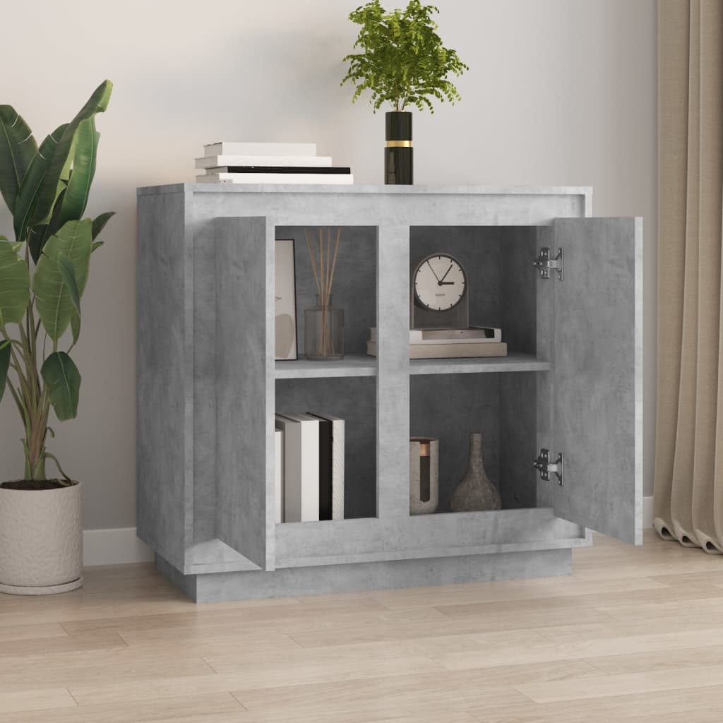 Skænk Beton Grå 80x34x75 cm Træ Materiale