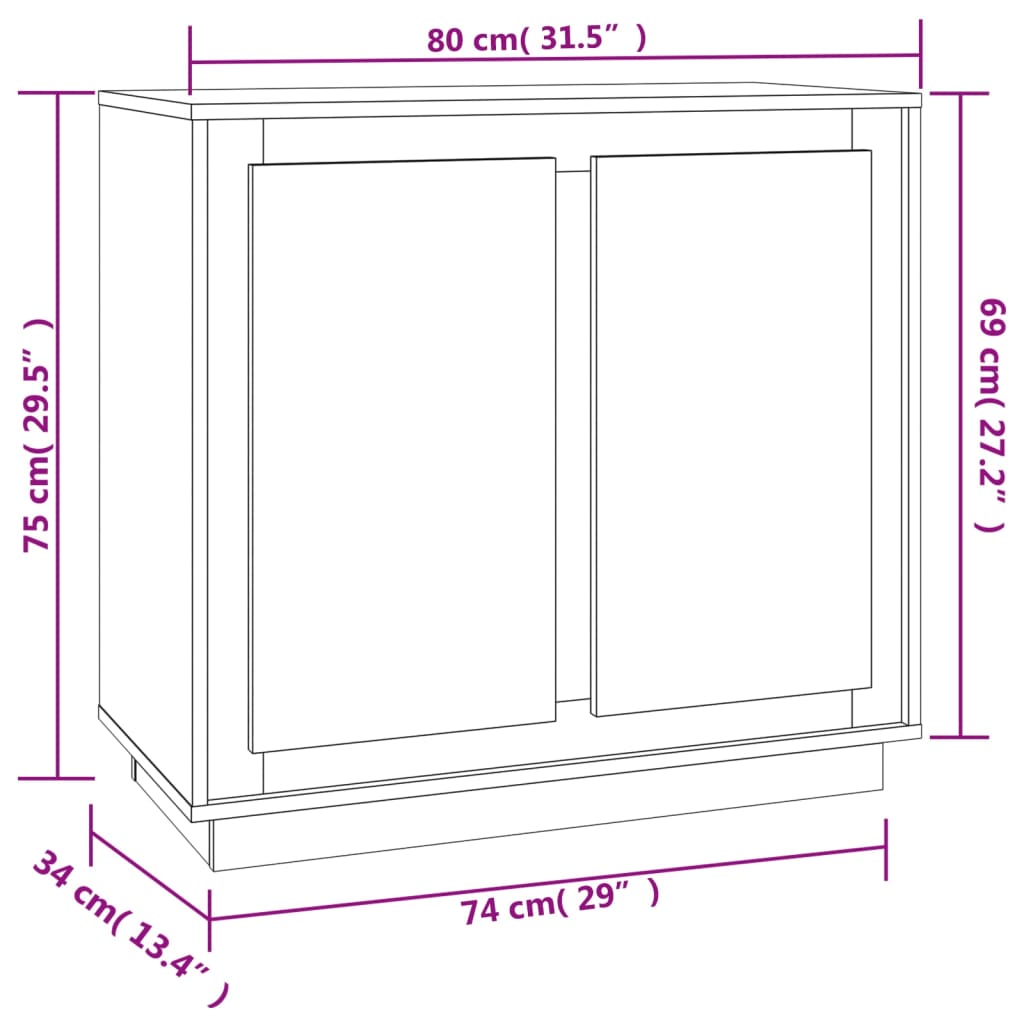 Skænk røget eg 80x34x75 cm træmateriale