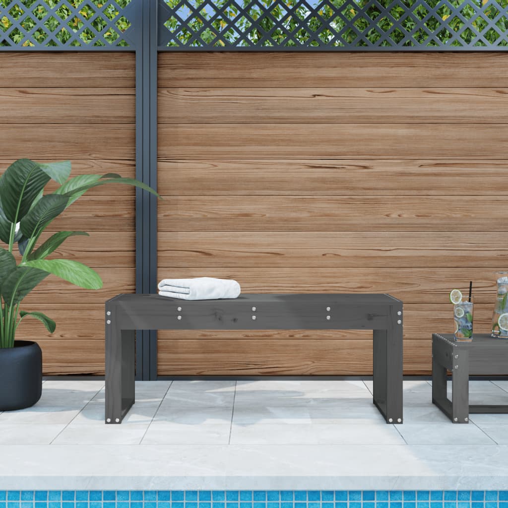 Havebænk Grå 110x38x45 cm Massiv fyrretræ