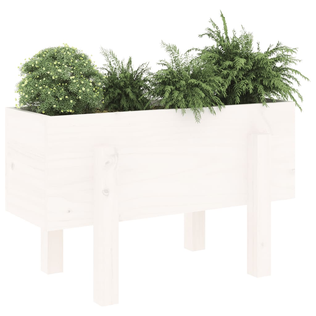 Plantepotte Hvid 62x30x38 cm Massiv Fyrretræ