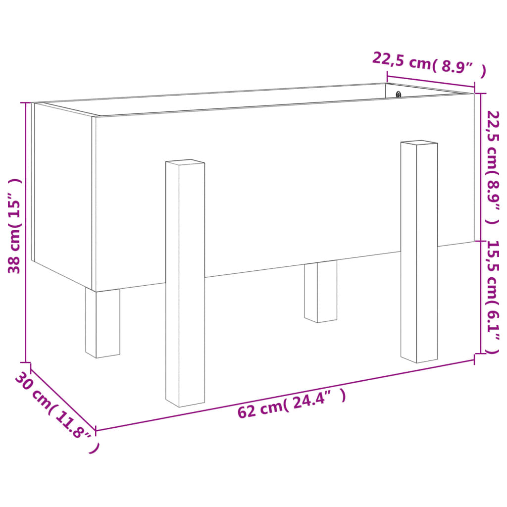 Plantepotte Hvid 62x30x38 cm Massiv Fyrretræ