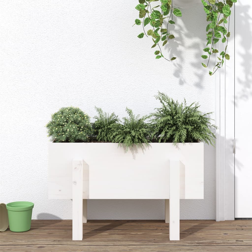 Plantepotte Hvid 62x30x38 cm Massiv Fyrretræ