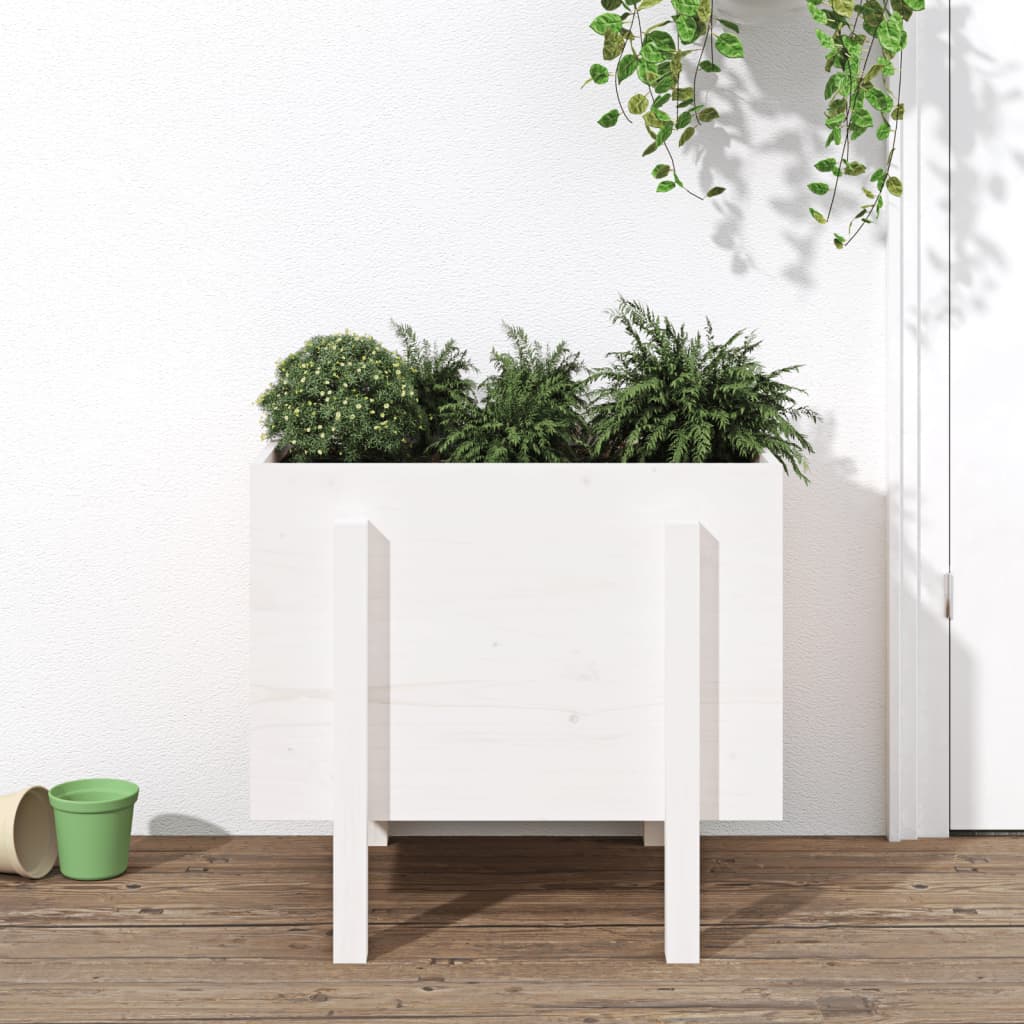 Plantepotte Hvid 62x50x57 cm Massiv Fyrretræ