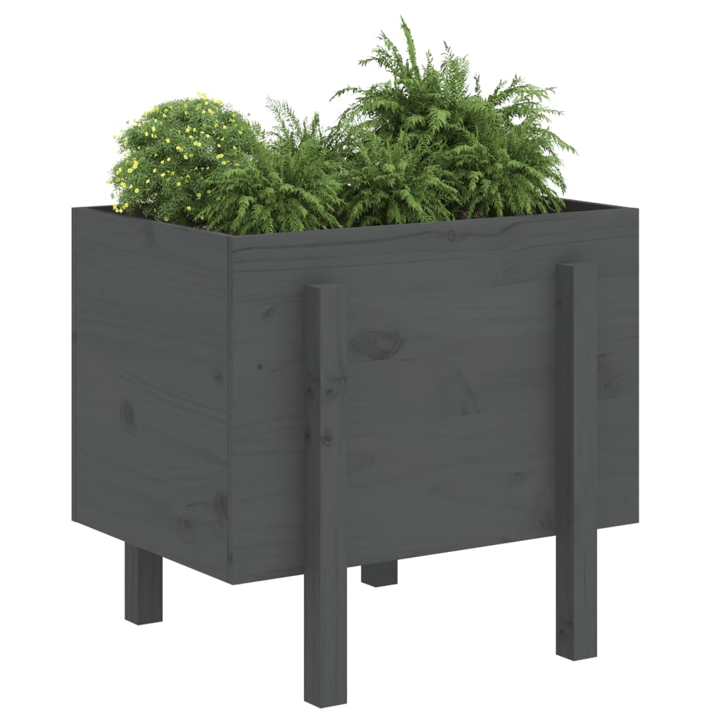 Plantepotte Grå 62x50x57 cm Massiv Fyrretræ