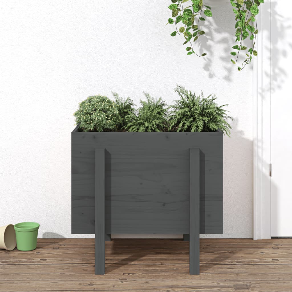 Plantepotte Grå 62x50x57 cm Massiv Fyrretræ