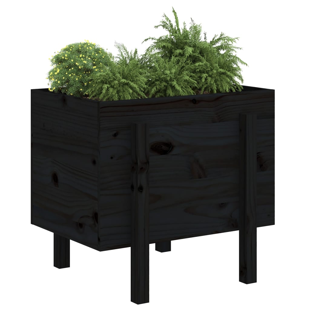 Plantekrukke Sort 62x50x57 cm Massiv Fyrretræ