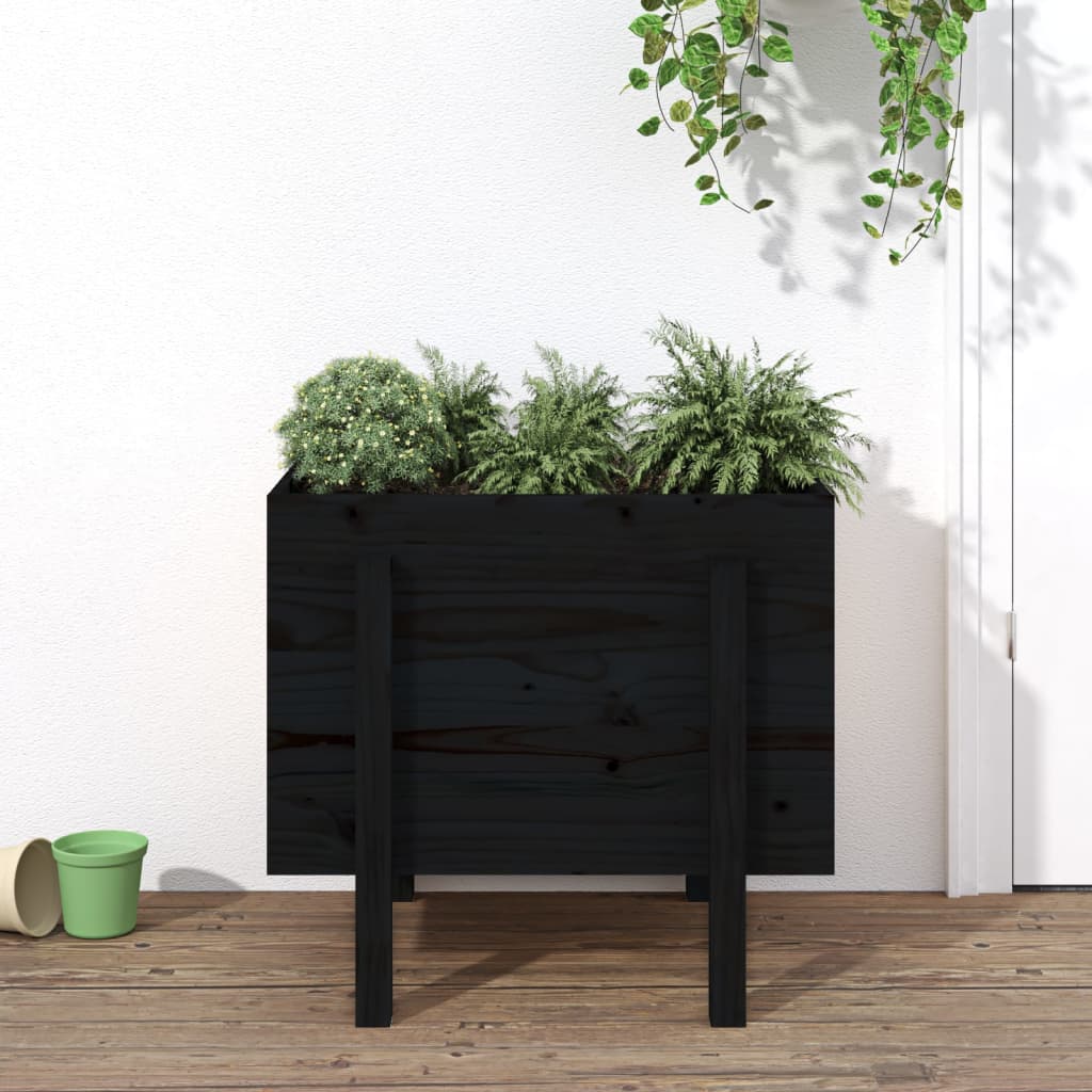 Plantekrukke Sort 62x50x57 cm Massiv Fyrretræ