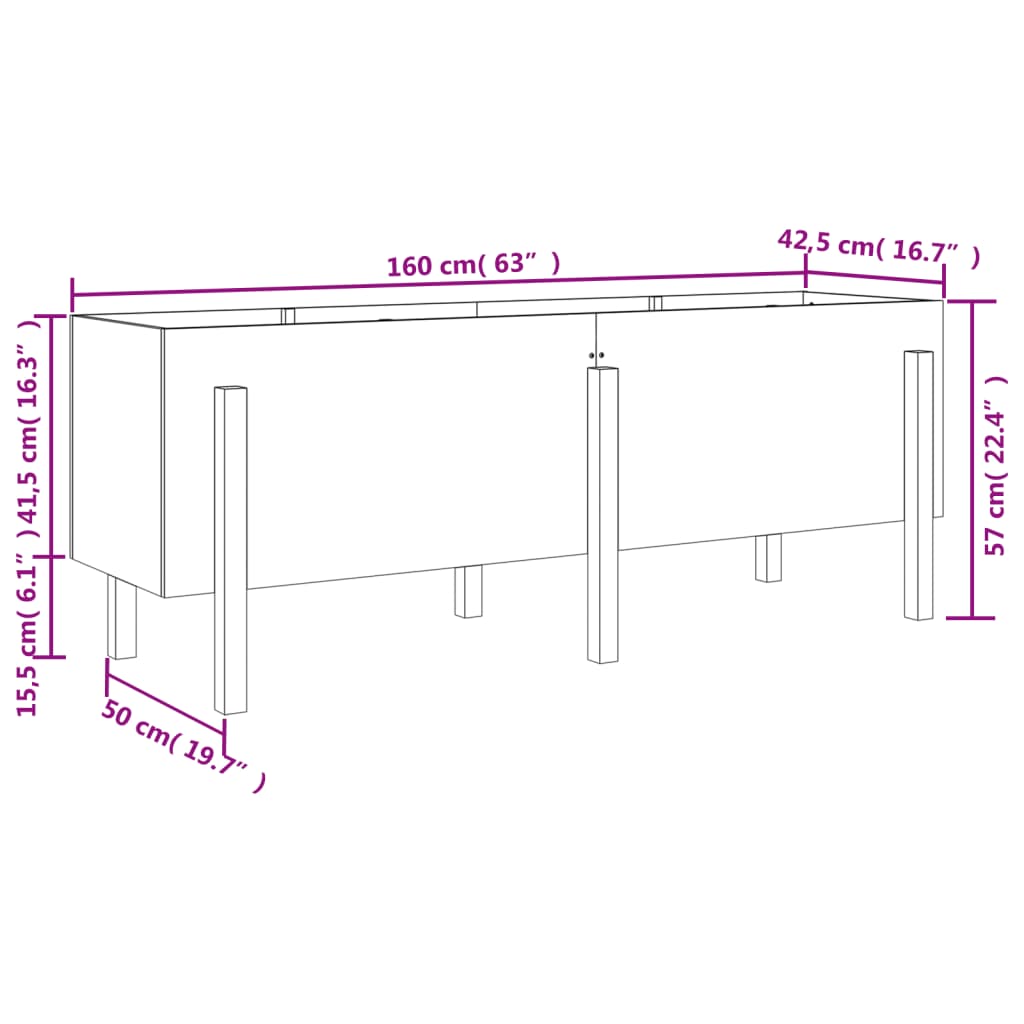 højbed 160x50x57 cm massiv douglasgrantræ