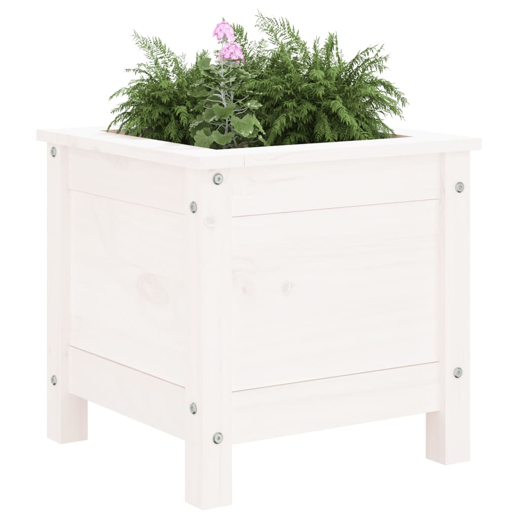 Plantepotte Hvid 40x40x39 cm Massiv Fyrretræ