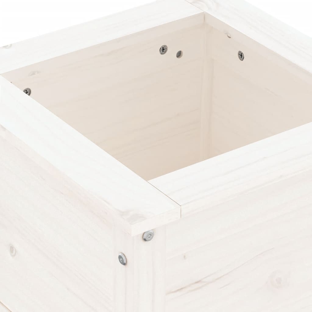 Plantepotte Hvid 40x40x39 cm Massiv Fyrretræ