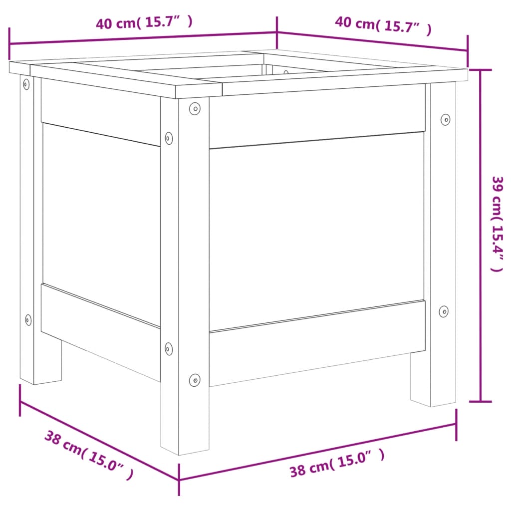 Plantepotte Hvid 40x40x39 cm Massiv Fyrretræ