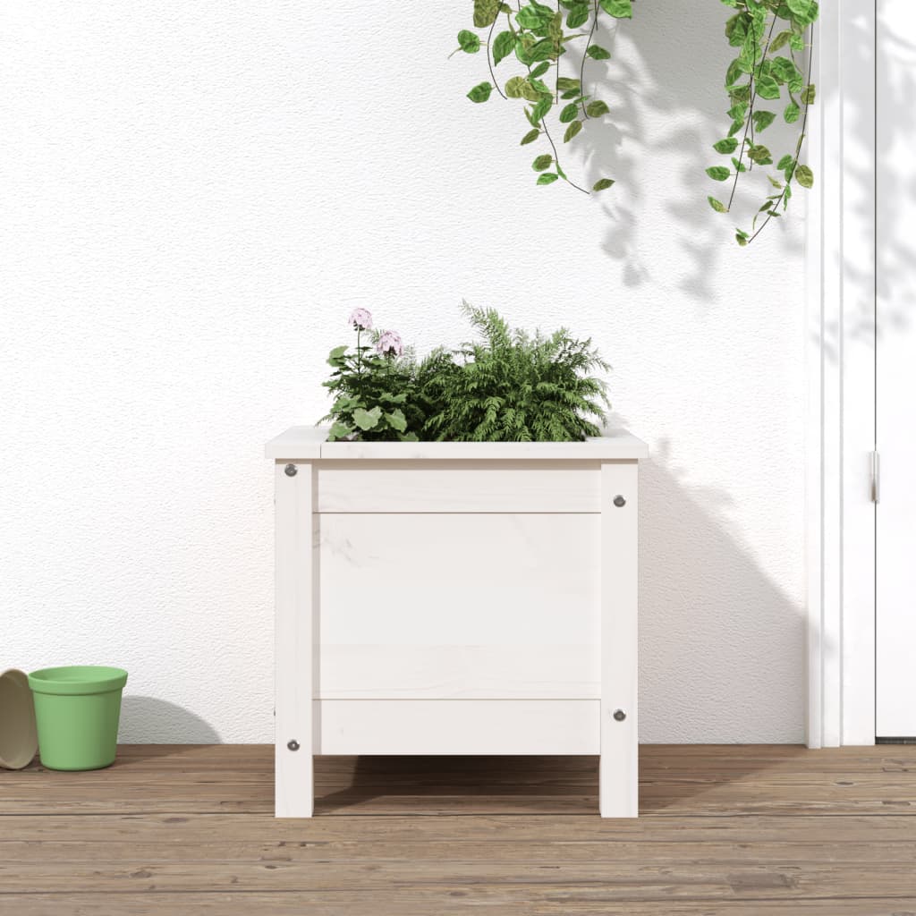 Plantepotte Hvid 40x40x39 cm Massiv Fyrretræ