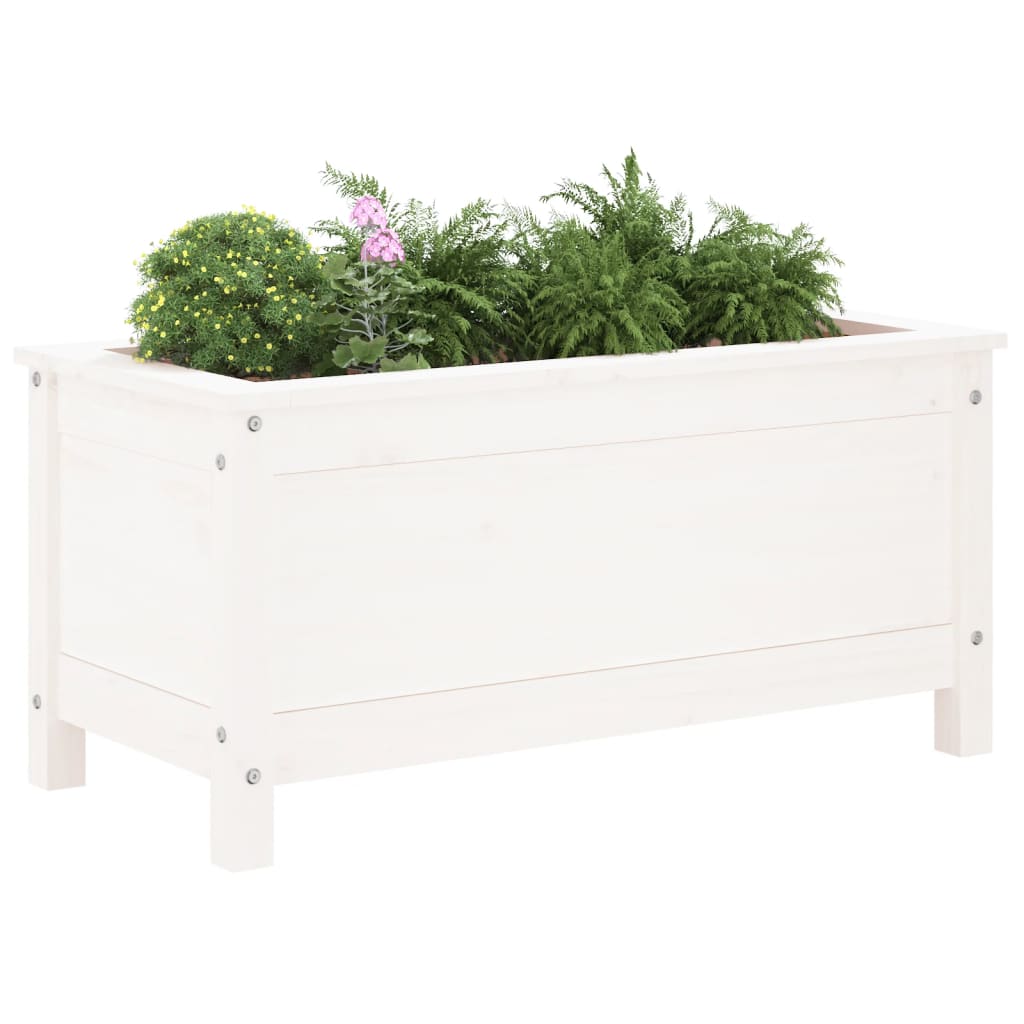 Plantepotte Hvid 82,5x40x39 cm Massiv Fyrretræ