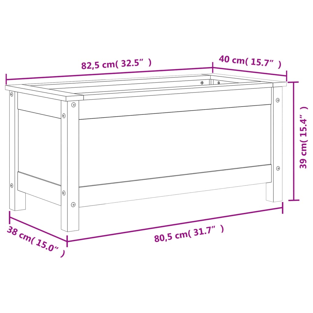 Plantepotte Hvid 82,5x40x39 cm Massiv Fyrretræ