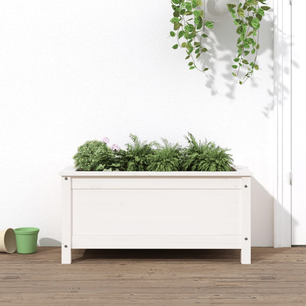 Plantepotte Hvid 82,5x40x39 cm Massiv Fyrretræ