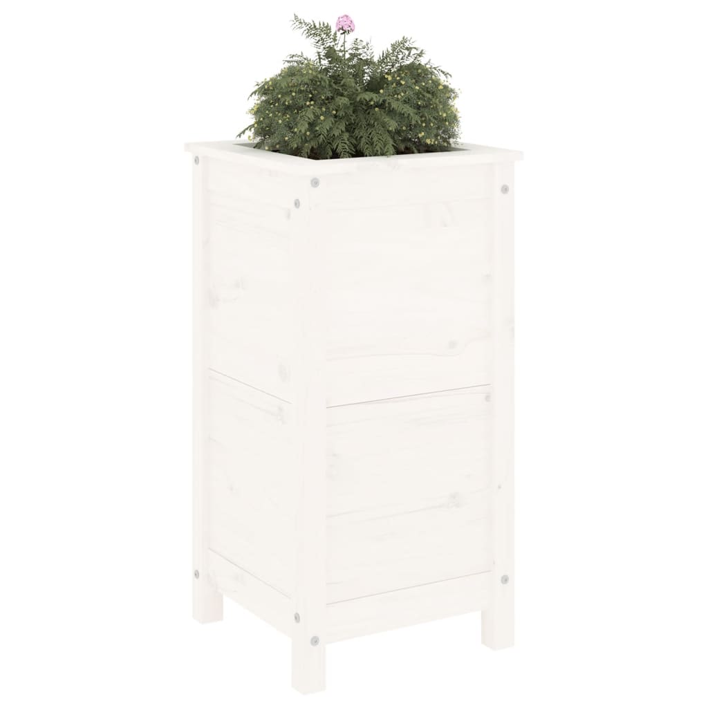 Plantepotte Hvid 40x40x78 cm Massiv fyrretræ