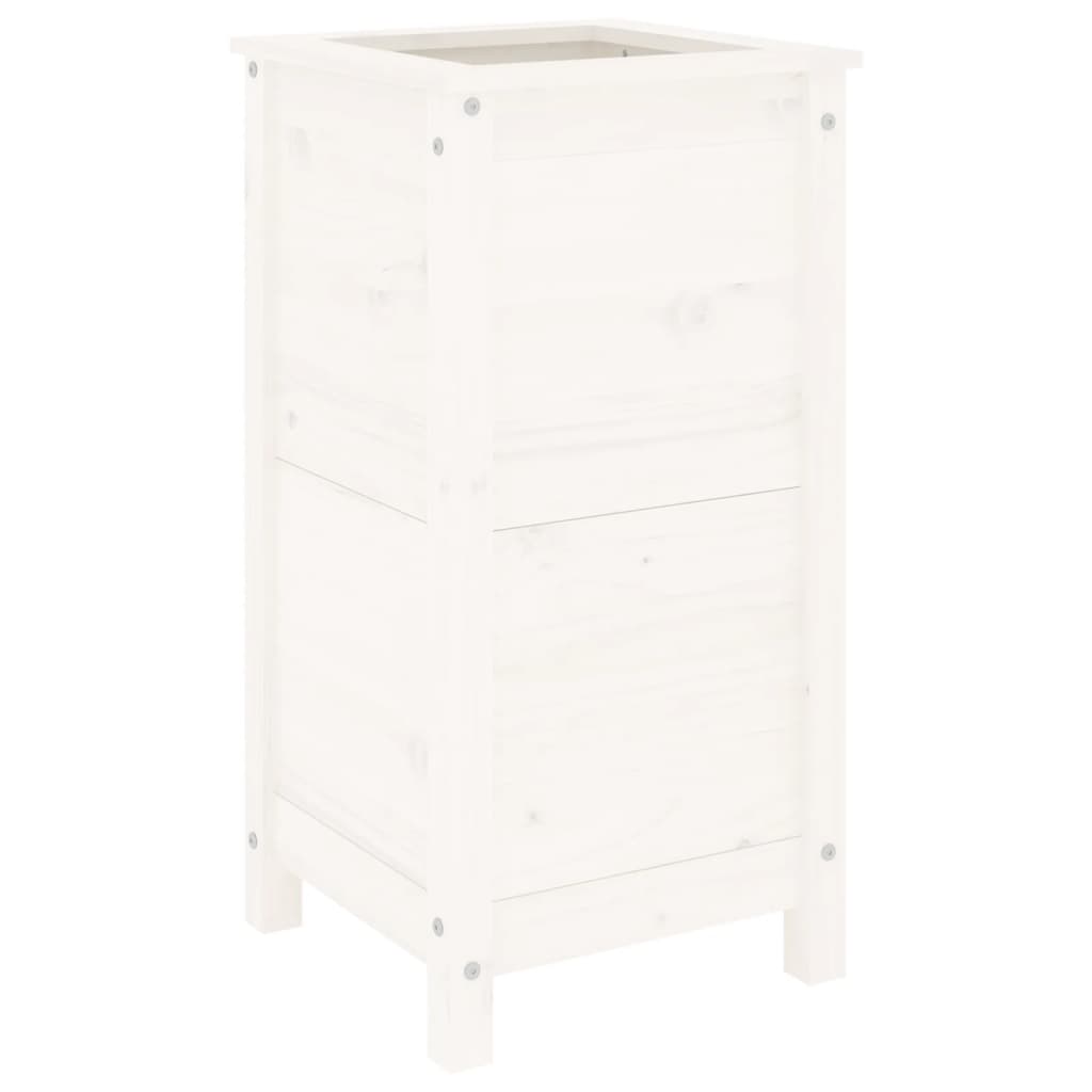 Plantepotte Hvid 40x40x78 cm Massiv fyrretræ