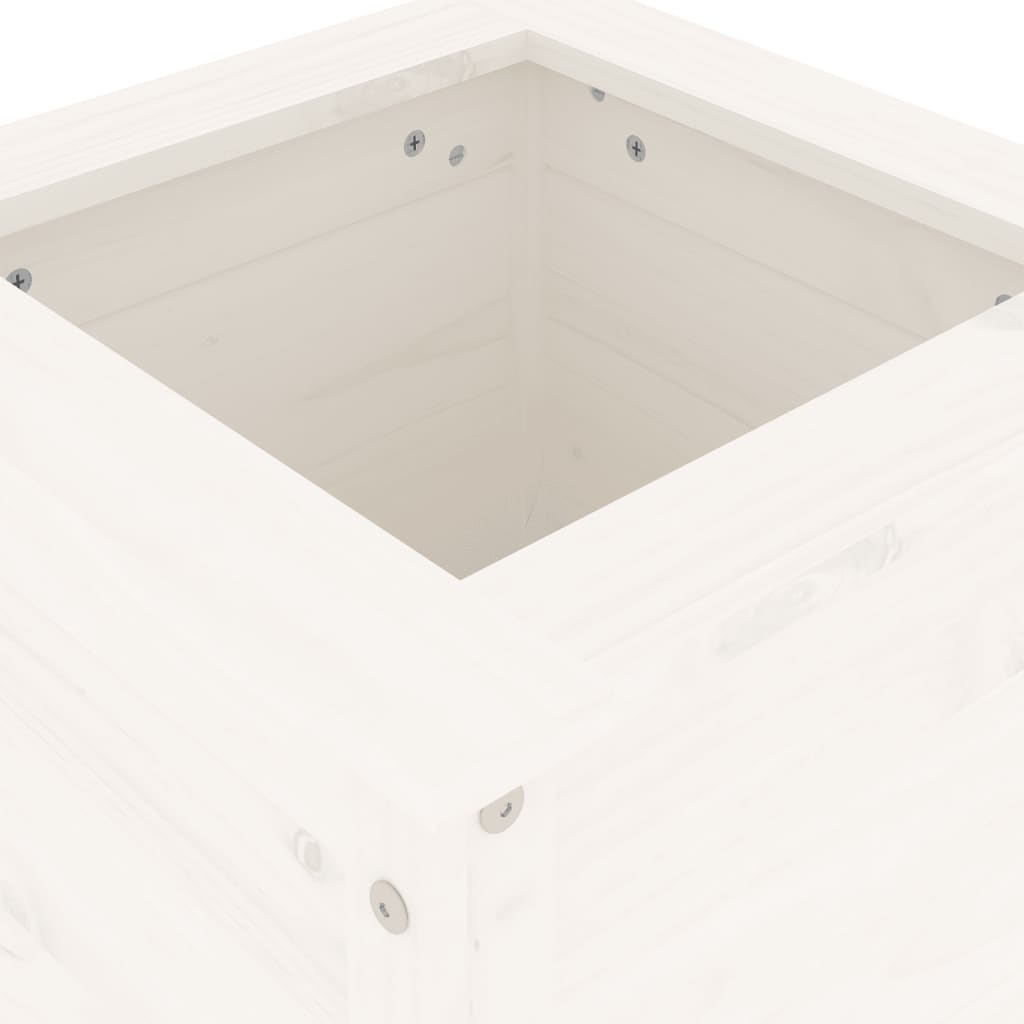 Plantepotte Hvid 40x40x78 cm Massiv fyrretræ