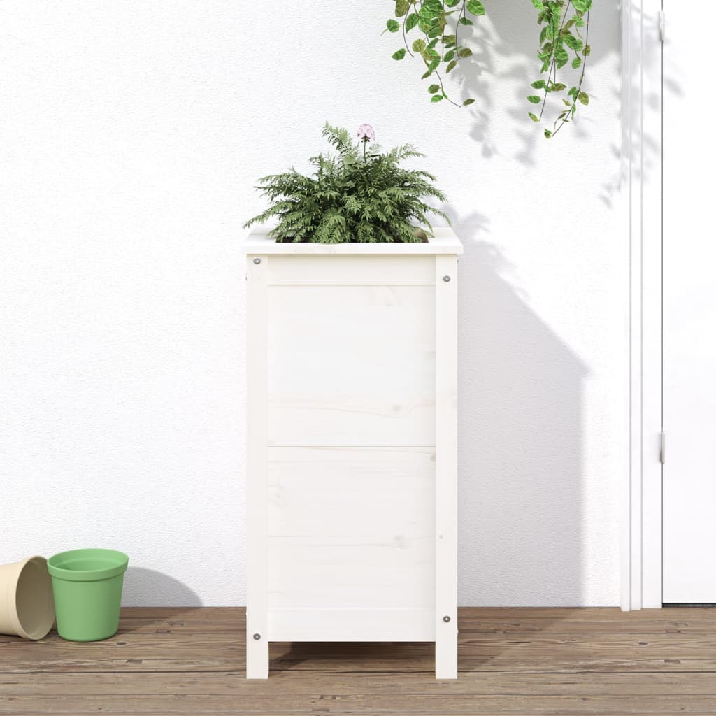 Plantepotte Hvid 40x40x78 cm Massiv fyrretræ